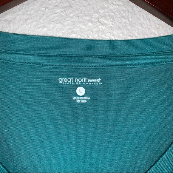 Great Northwest green Long-sleeve Cotton T-shirt Sz L stretch loungewear cozy - Picture 3 of 12